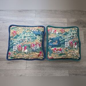 Handmade Equestrian Accent Pillows Set Of 2 Horse Deer Dogs Cabin Farmhouse